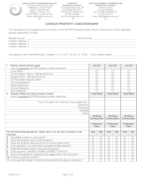 Garage Property Questionnaire