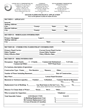 Excess Flood Insurance Application