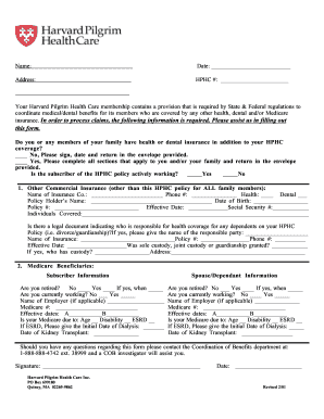 Harvard Pilgrim Health Care Coordination of Benefits Form