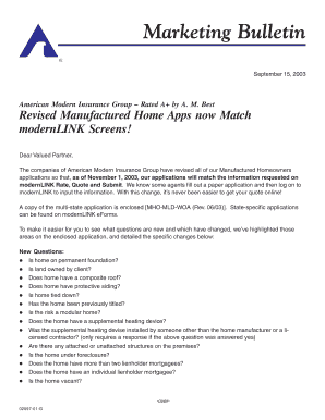 Manufactured Homeowners Insurance Application