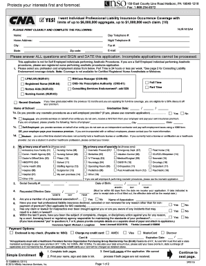 Nurses Professional Liability Insurance Application