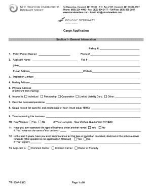 Cargo Insurance Application