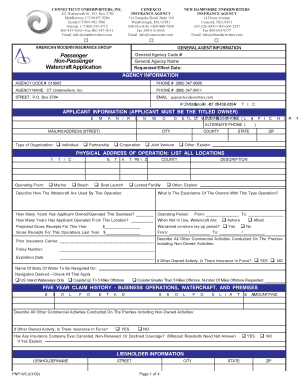 Watercraft Insurance Application Form