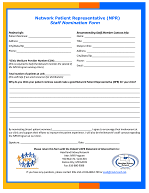 Network Patient Representative Nomination Form
