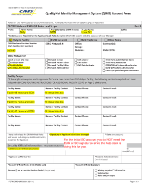 QualityNet Identity Management System Account Form
