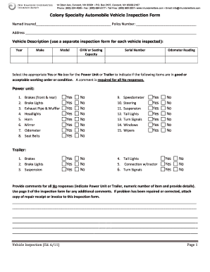 New Hampshire Vehicle Inspection Form