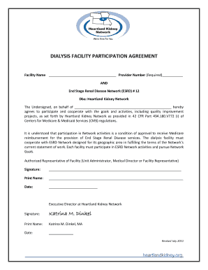 Dialysis Facility Participation Agreement