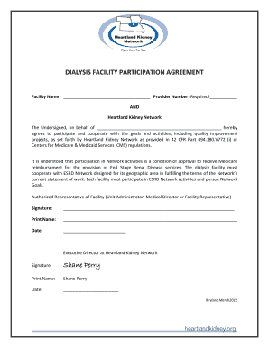 Dialysis Facility Participation Agreement