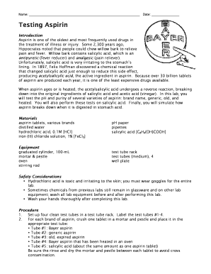 Aspirin Testing Lab Report