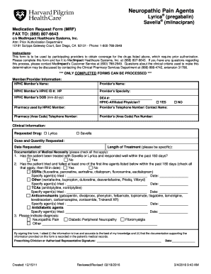 Medication Request Form for Neuropathic Pain Agents