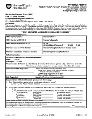 Fentanyl Medication Request Form