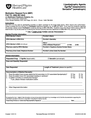 Medication Request Form for Lipodystrophy Agents