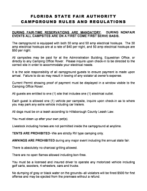 Florida State Fair Campground Reservation Request