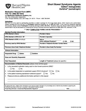 Medication Request Form for Short Bowel Syndrome Agents