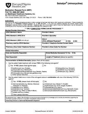 Medication Request Form for Solodyn