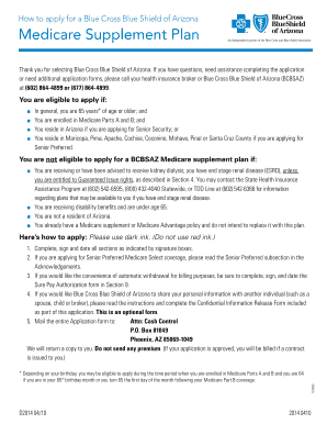 Blue Cross Blue Shield of Arizona Medicare Supplement Application