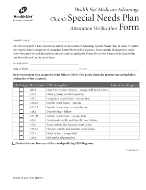 Health Net Medicare Advantage Chronic Special Needs Plan Attestation