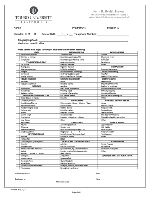 Health History Form
