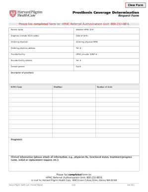 Prosthesis Coverage Determination Request Form