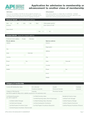 API Membership Application Form