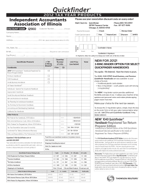 Quickfinder 2012 Tax Products Order Form