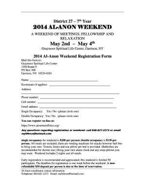 District 27 7 Year 2014 AL-ANON WEEKEND - westchesterputnamalanon