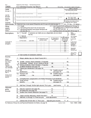 IRS Form 1040A US Individual Income Tax Return