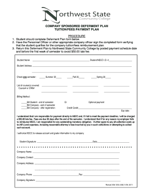 Company Sponsored Tuition Deferment Plan