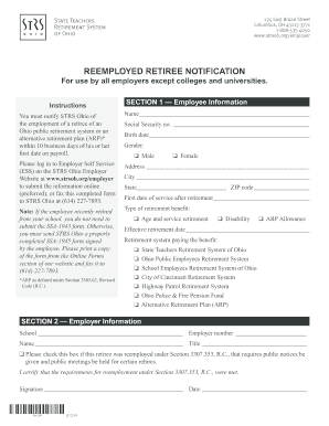 Reemployed Retiree Notification Form