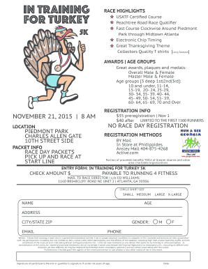 In Training for Turkey 5K Registration Form