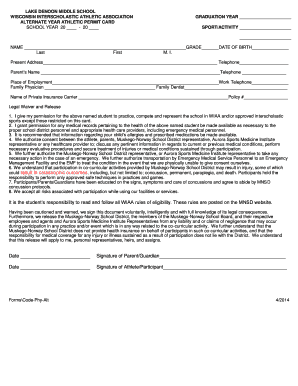 Wisconsin Alternate Year Athletic Permit Card