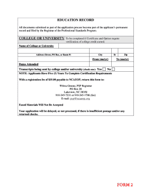 Education Record Form