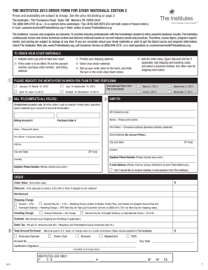 The Institutes 2013 Study Materials Order Form
