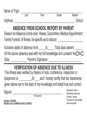 Absence From School Report