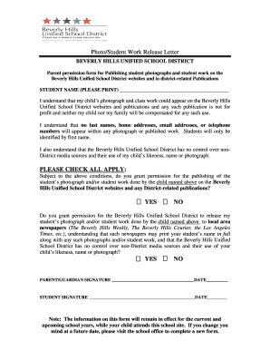 Beverly Hills Student Work Release Letter