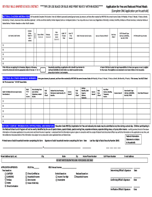 Beverly Hills Free and Reduced-Priced Meals Application