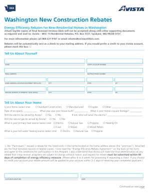 Washington New Construction Rebates Form