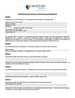 Authorization for Release of Protected Health Information