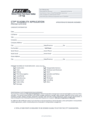 CTP Eligibility Application Form