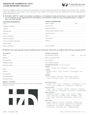 OneBeacon Commercial Auto Claim Reporting Checklist