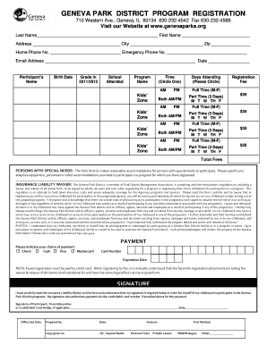 Geneva Park District Program Registration