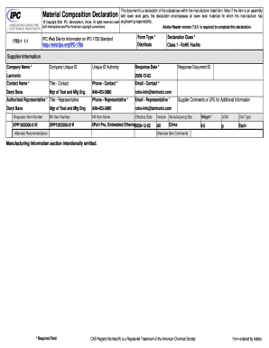 RoHS Material Composition Declaration Form