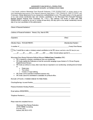 Mississippi Farm Bureau Membership Dues Form