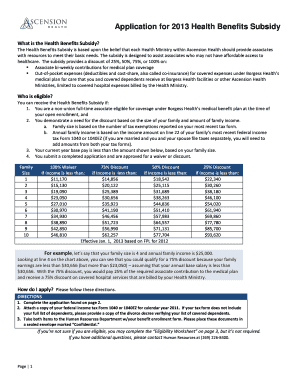Application for 2013 Health Benefits Subsidy