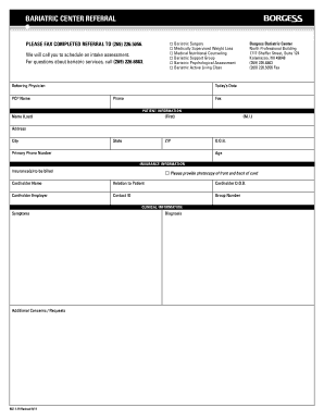 Bariatric Center Referral Form