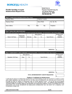 Flexible Spending Account Reimbursement Request Form
