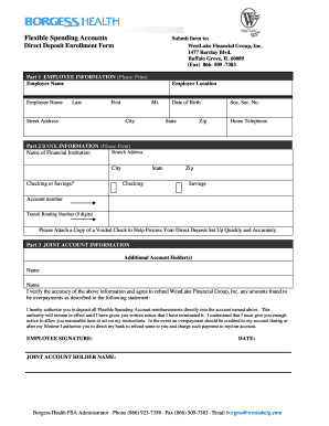 Flexible Spending Account Direct Deposit Enrollment Form