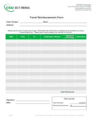 Workers Compensation Travel Reimbursement Form