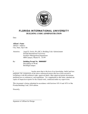 Florida Building Permit Compliance Affidavit