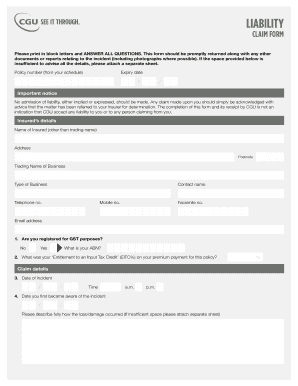 Liability Claim Form